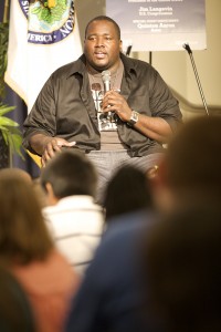 Quinton Aaron presenting