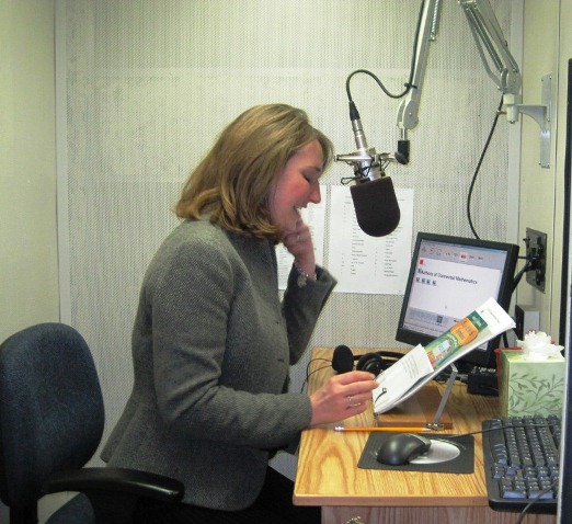 Illinois State Representative Emily McCasey reading at Learning Ally's Orland Park studio