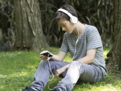 Student with an Audiobook
