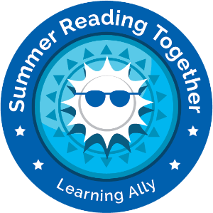 Summer Reading Together logo: a smiling sun with headphone